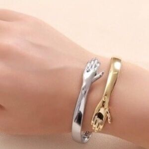 Hug Bracelet Silver & Gold Hinged‎ Bangle You are my Sunshine Metal